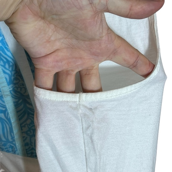 Lilly Pulitzer White Blue Trim Dev Tank Blouse Top, Medium - Picture 9 of 9